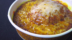 Restaurant hamburger steak with curry sauce doria