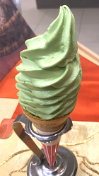 Matcha-flavored soft serve ice cream