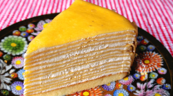 A piece of mille crepe cake