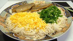 Our simmered sea bream with thin white noodles