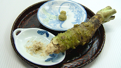 Grated wasabi and wasabi rhizome