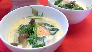Soy Milk Soup with Salmon & Vegetables