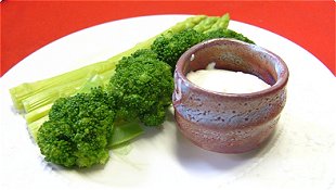 Broccoli & Asparagus with Tofu Cheese Dip