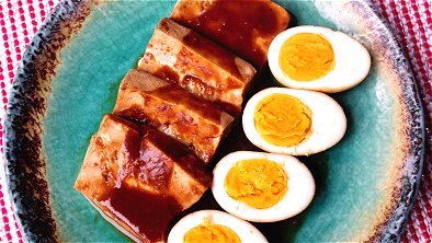 Boiled Tofu & Eggs with Red Miso