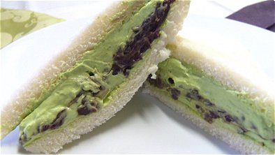 Sandwich with Mashed Sweetened Red Bean & Matcha Whipped Cream