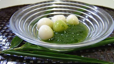 Rice - Flour Dumplings with Matcha Jelly