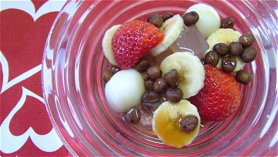 Agar, Peas, Dumplings & Fruit with Syrup