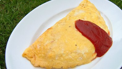 Rice Stuffed Omelet with Ketchup