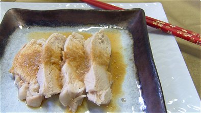 Sake Steamed Chicken with Sesame Sauce