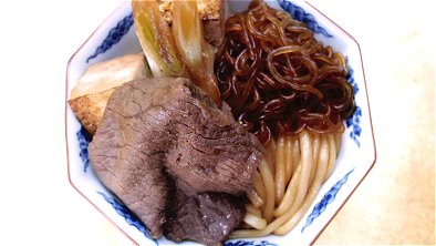 Thick White Noodles with Sukiyaki