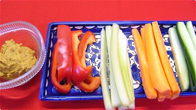 Vegetable Sticks with Tofu Cheese Curry Dip