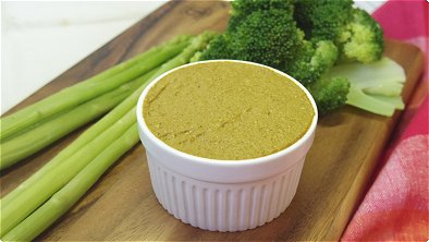 Broccoli & Asparagus with Tofu Cheese Curry Dip
