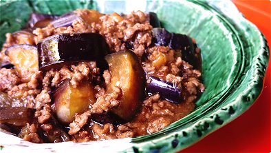 Braised Eggplant & Ground Meat with Miso Sticky Sauce