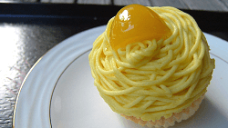 Yellow cream Mont Blanc cake