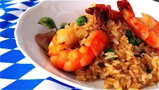 Seared Rice & Shrimps with Butter & Soy Sauce