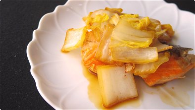 Seared Salmon & Napa Cabbage with Butter & Soy Sauce