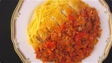 Pork Cutlets & Spaghetti with Meat Sauce