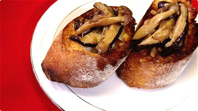 Bruschetta with Mushrooms Garlic Saute