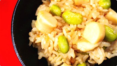 Scallops & Green Soybeans Seasoned Rice