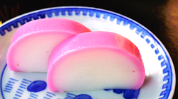 Red and white kamaboko