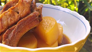 Simmered Pork Spareribs & Japanese White Radish with Soy Sauce