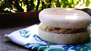 English Muffin Sandwich with Wasabi Potato Salad