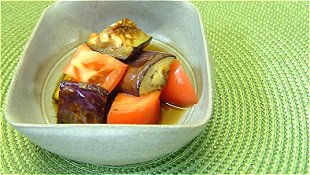 Eggplant & Tomato Salad with Ponzu Soy Sauce