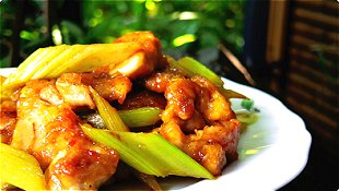 Seared Chicken & Celery with Sweet & Sour Soy Sauce