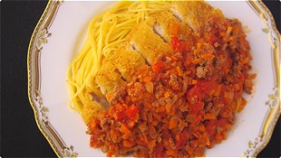 Pork Cutlets & Spaghetti with Meat Sauce