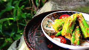 Okra with Sesame Seed Dressing